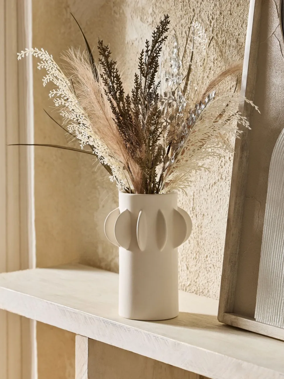 Artificial Dried Floral Arrangement in Scandi Ceramic Vase
