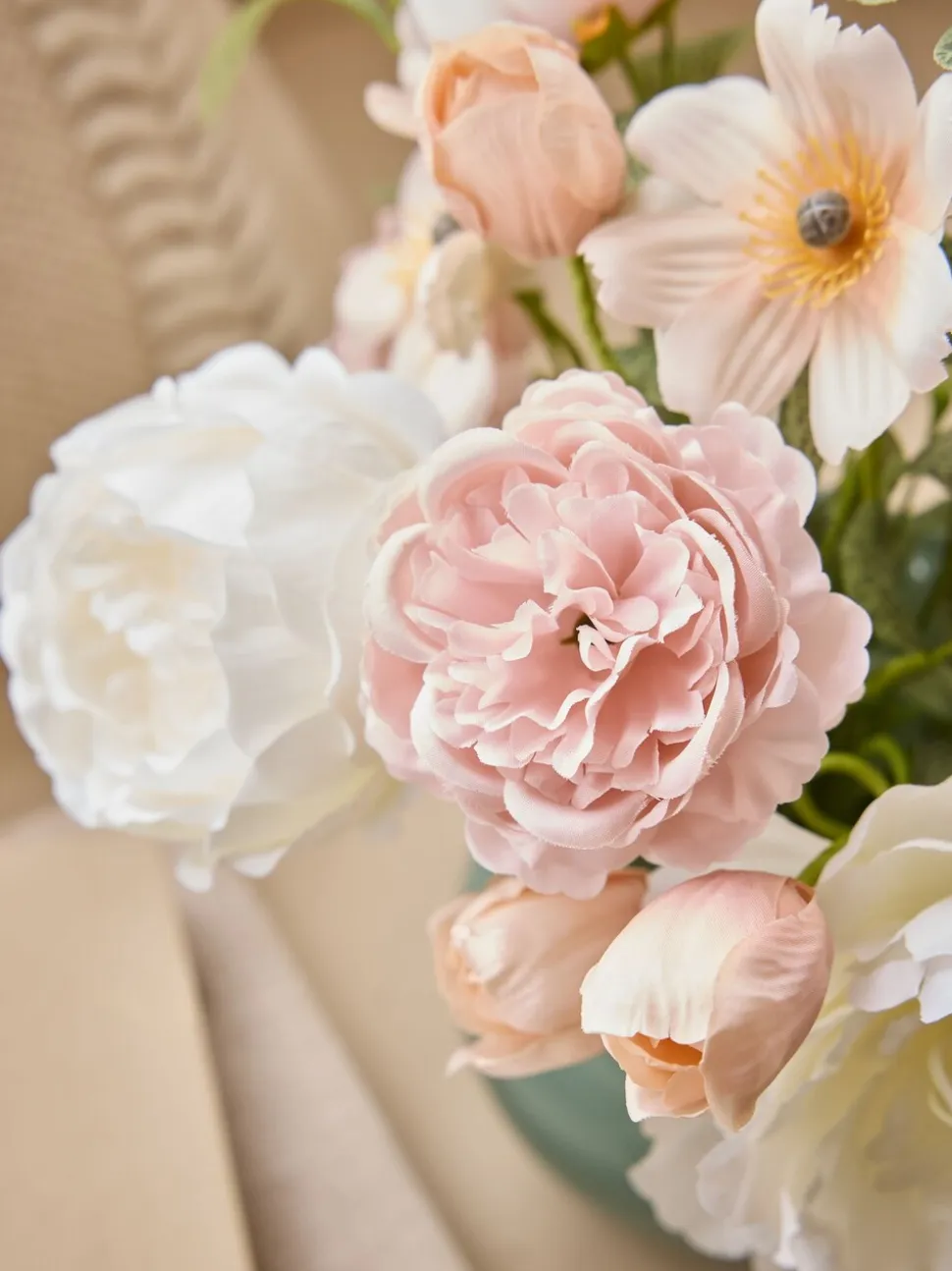 Artificial Floral Arrangement In Frill Glass Vase
