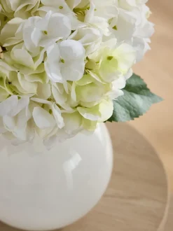 Artificial Hydrangea Arrangement in Swirl Glass Vase