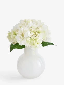 Artificial Hydrangea Arrangement in Swirl Glass Vase
