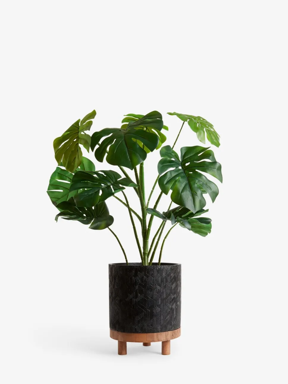 Artificial Monstera Plant In Black Bronx Planter