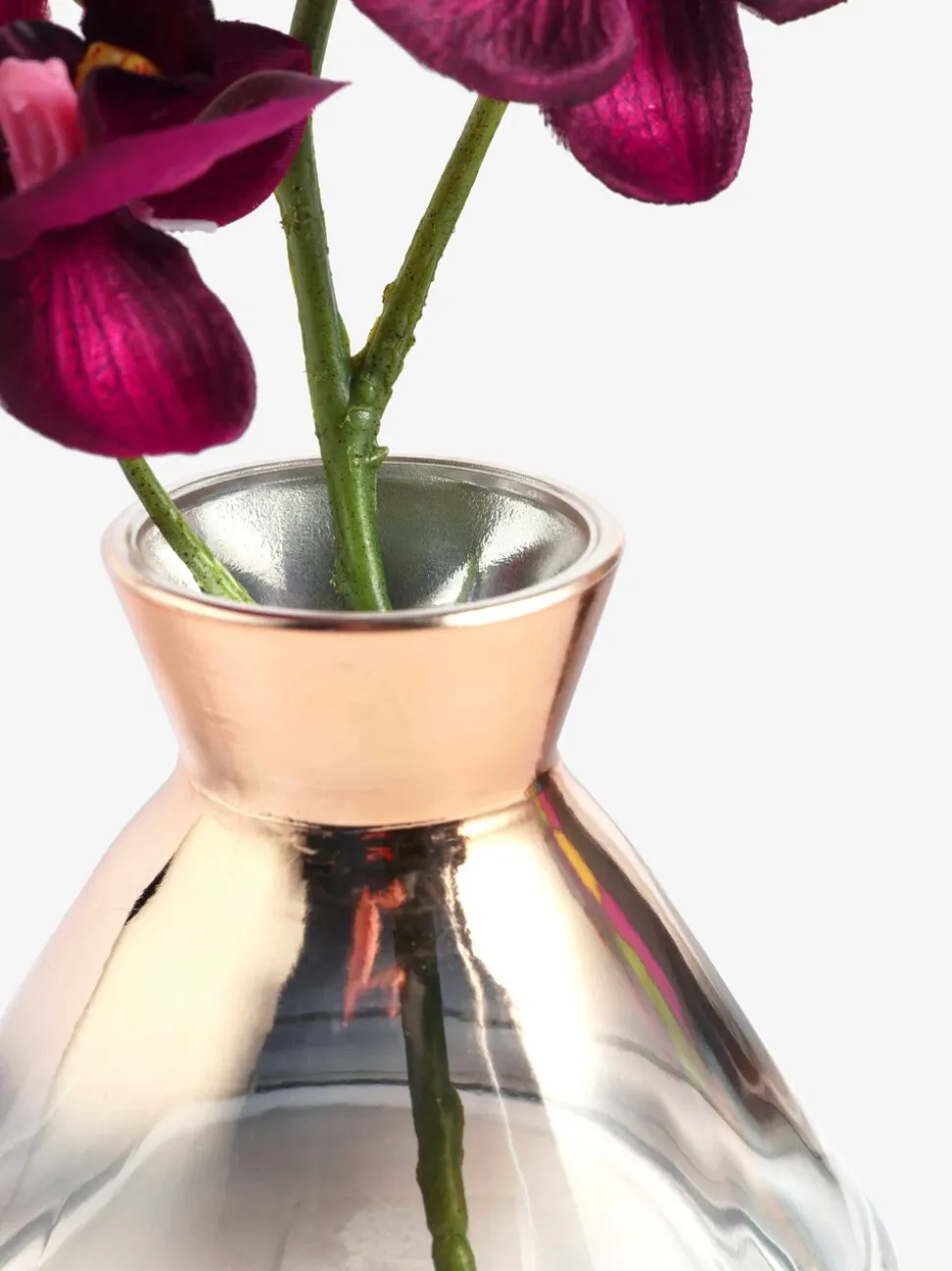 Artificial Orchid In Small Glass Vase