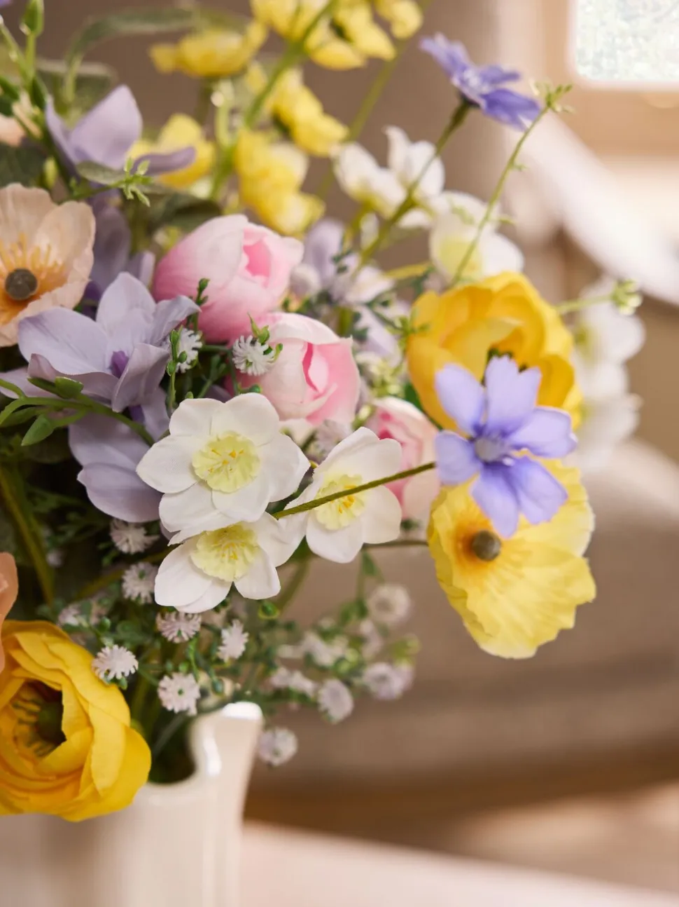 Artificial Spring Floral Arrangement in Ceramic Vase
