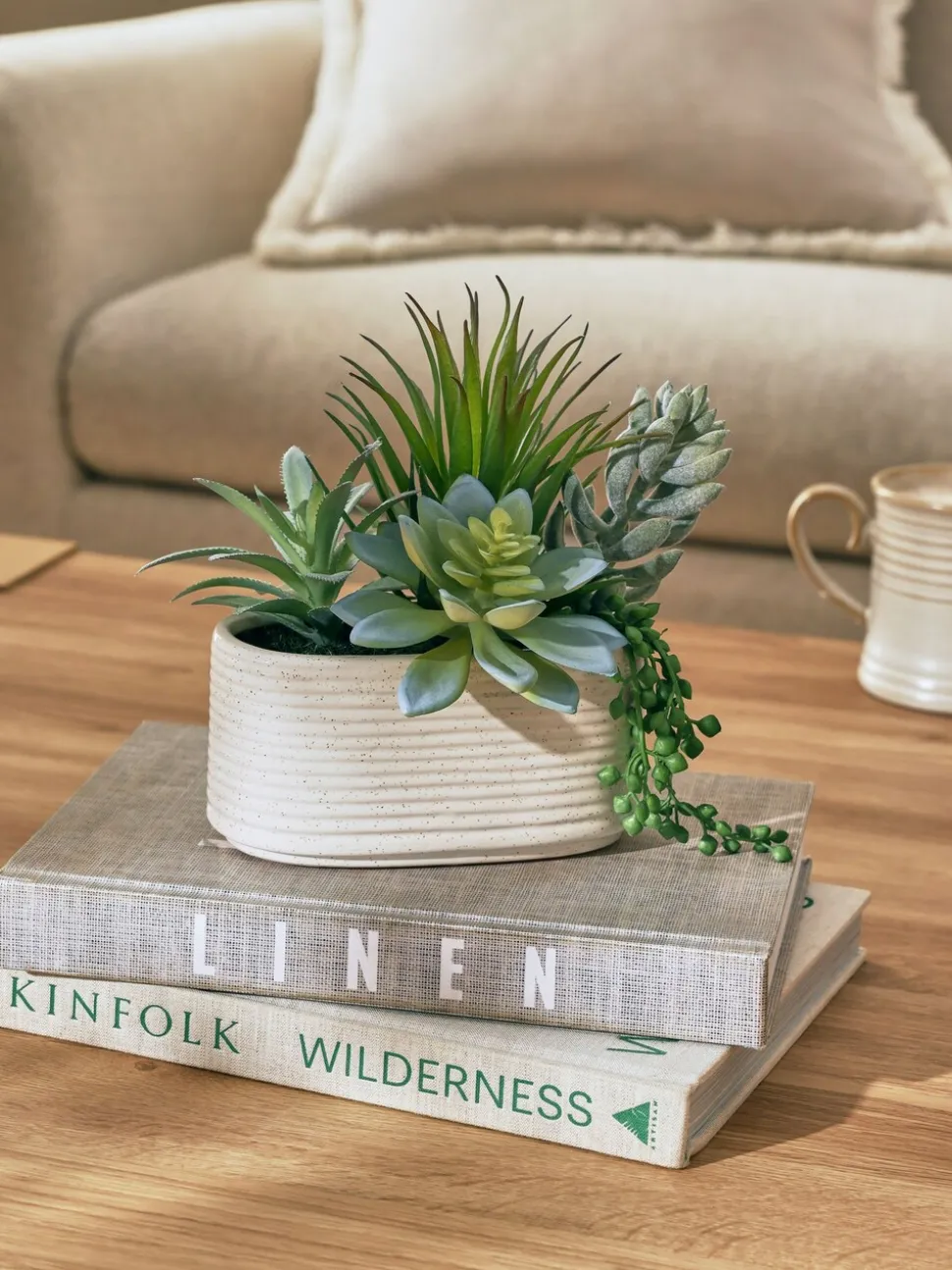Artificial Succulent Garden In Ceramic Pot
