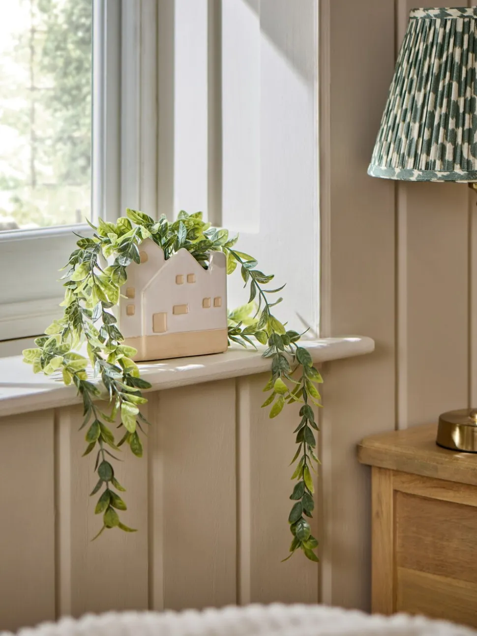 Artificial Trailing Plant In House Shaped Pot