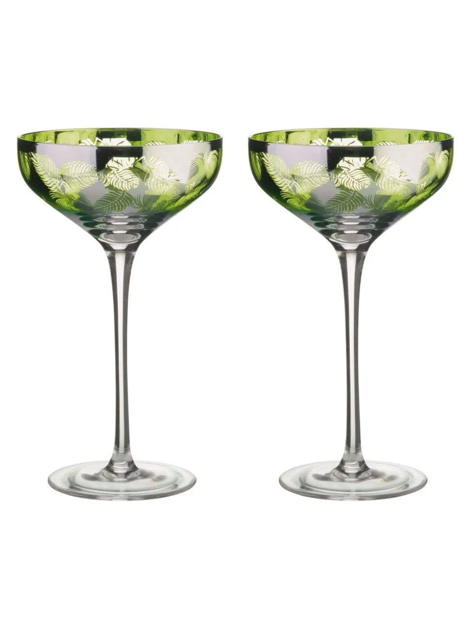 Artland set van 2 champagneschotels met tropische bladerenmotief