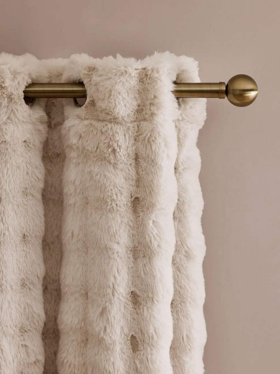 Aspen Faux Fur Eyelet Lined Curtains