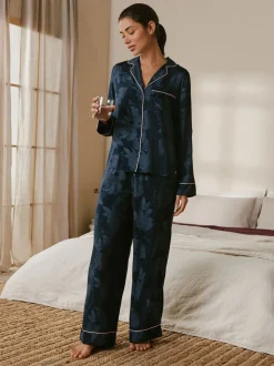 B by Ted Baker Navy Jacquard Button Through Pyjamas