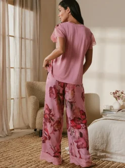 B by Ted Baker Pink Floral Satin Jersey Pyjamas