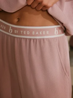 B by Ted Baker Pink Ottoman Rib Wide Leg Lounge Trousers