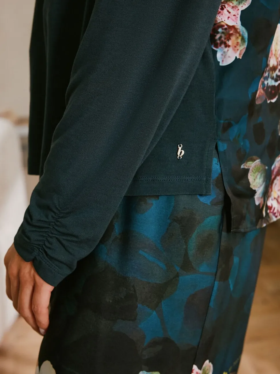 B by Ted Baker Teal Blue Floral Satin Jersey Pyjamas