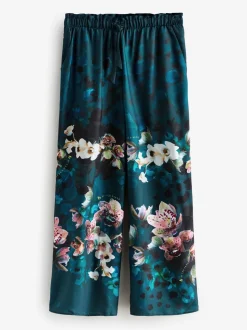 B by Ted Baker Teal Blue Floral Satin Jersey Pyjamas