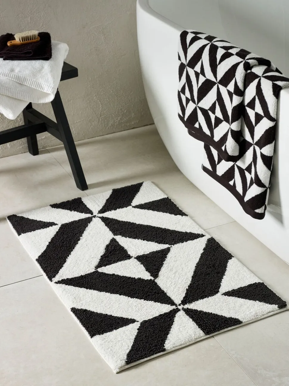 Badmat met geometrisch patroon, 100% katoen