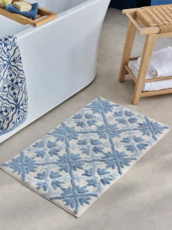 Badmat met geometrische tegelprint
