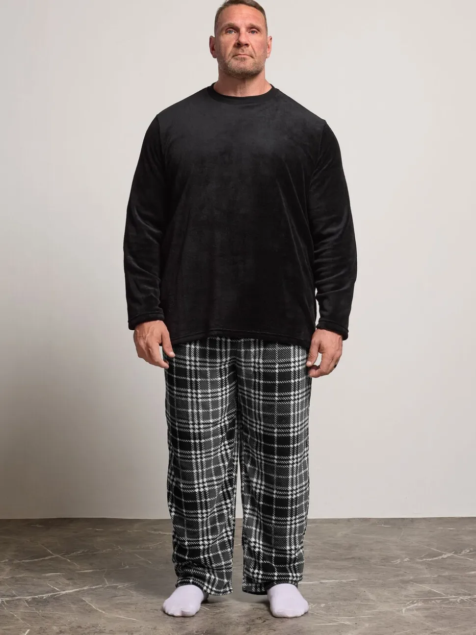 BadRhino Big & Tall Checked Fleece Pyjama Bottoms