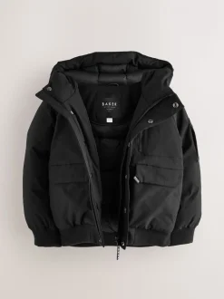 Baker by Ted Baker - Regenbestendige gewatteerde zwarte bomberjas