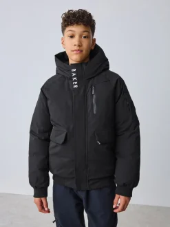 Baker by Ted Baker - Regenbestendige gewatteerde zwarte bomberjas