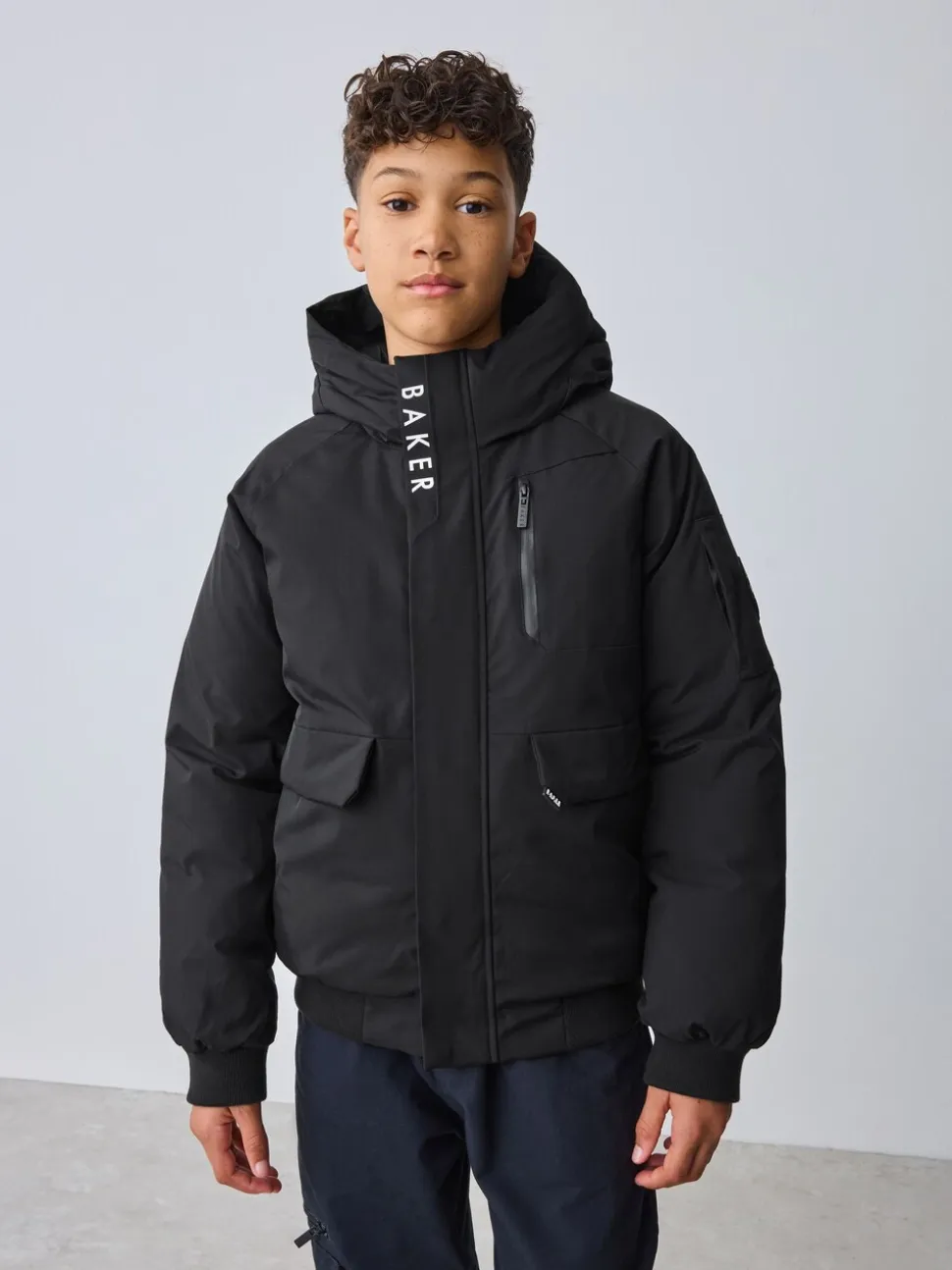 Baker by Ted Baker - Regenbestendige gewatteerde zwarte bomberjas