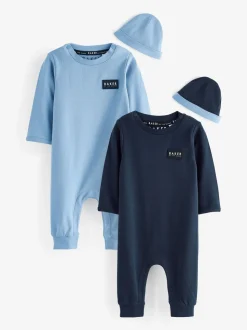 Baker By Ted Baker blauw 100% katoenen rompertje en omkeerbare hoed