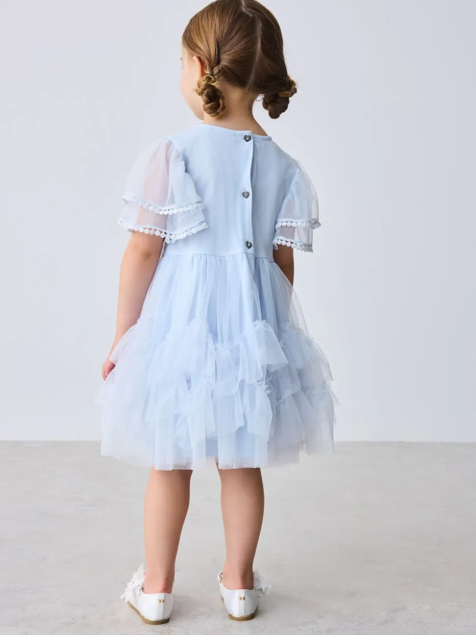 Baker by Ted Baker Blue Mesh Embroidered Detail Dress