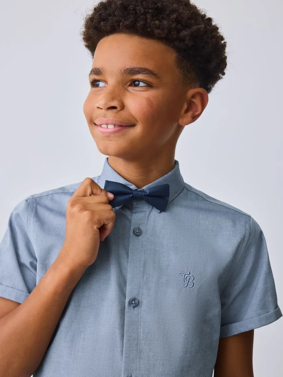 Baker by Ted Baker Blue Short Sleeve Shirt with Bow Tie