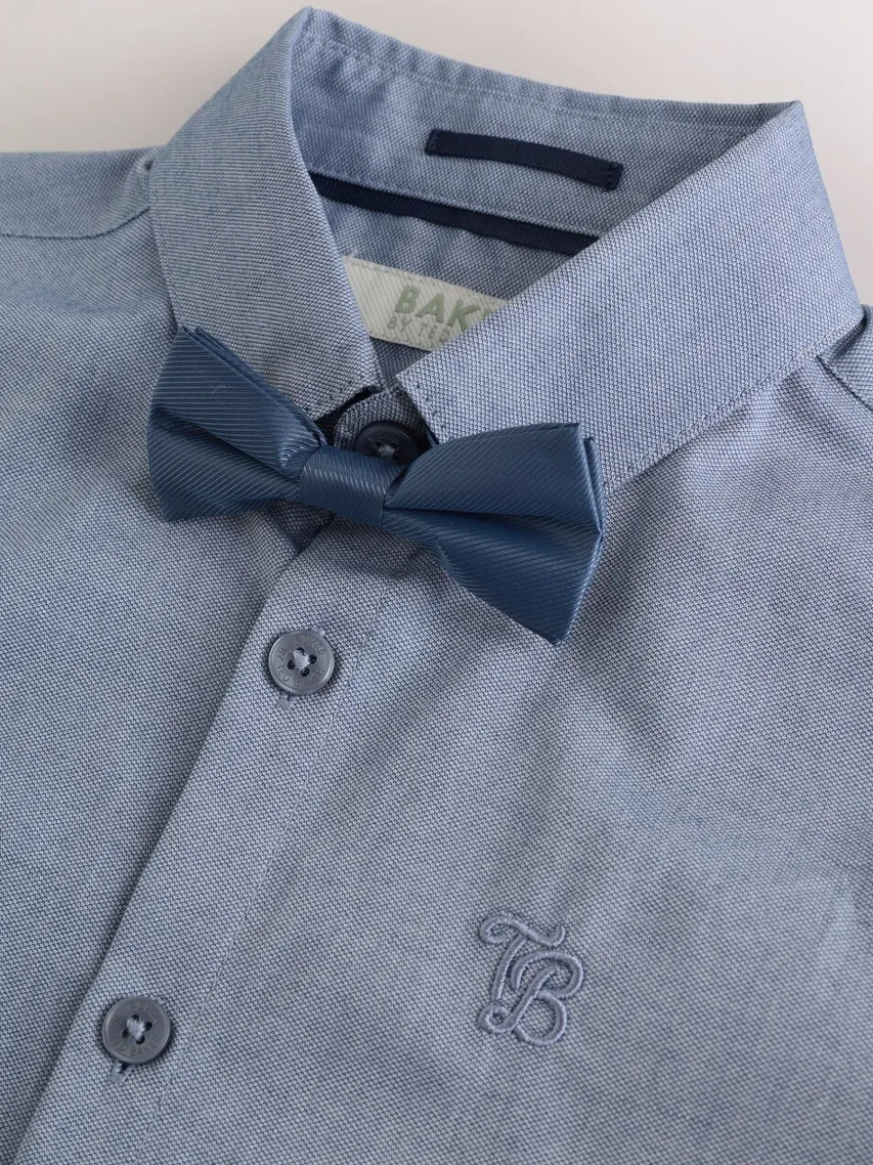 Baker by Ted Baker Blue Short Sleeve Shirt with Bow Tie