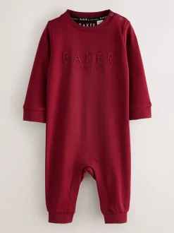 Baker by Ted Baker Burgundy Red/Grey Romper and Reversible Hat