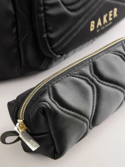 Baker by Ted Baker gewatteerde zwarte rugzak met strik en etui voor meisjes, voor de Back to School collectie