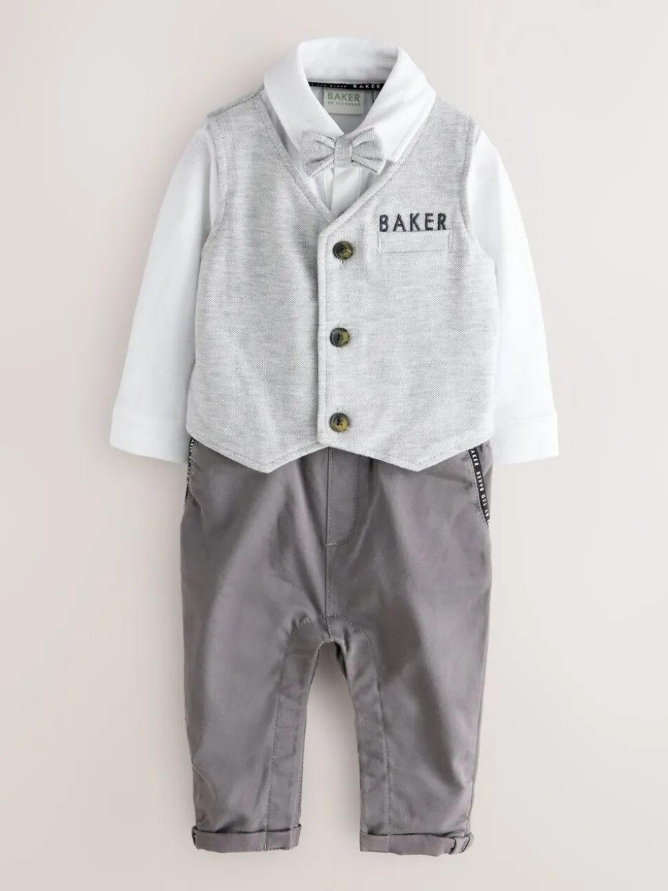Baker by Ted Baker Grey Smart Bow Tie Rompersuit