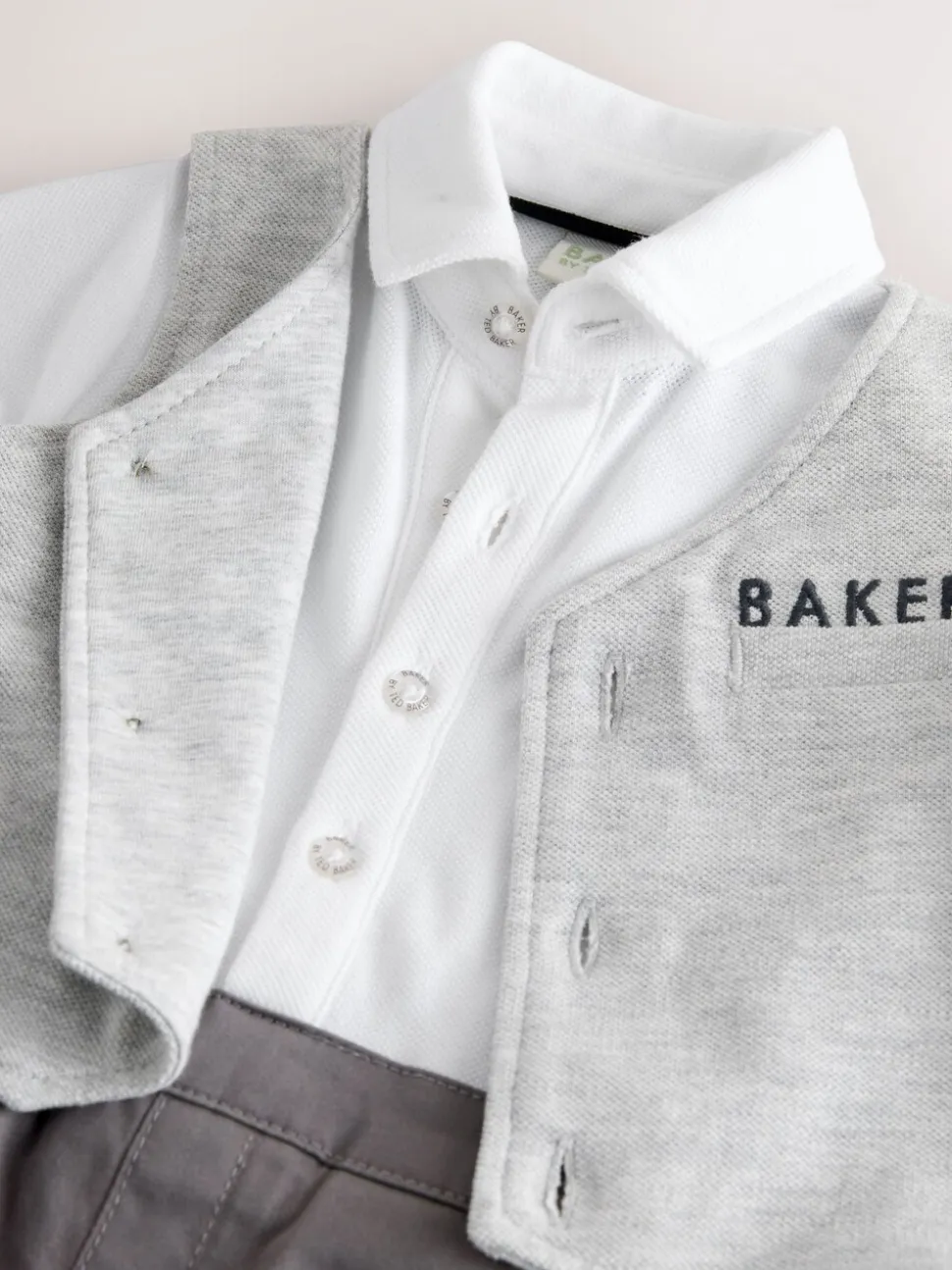 Baker by Ted Baker Grey Smart Bow Tie Rompersuit
