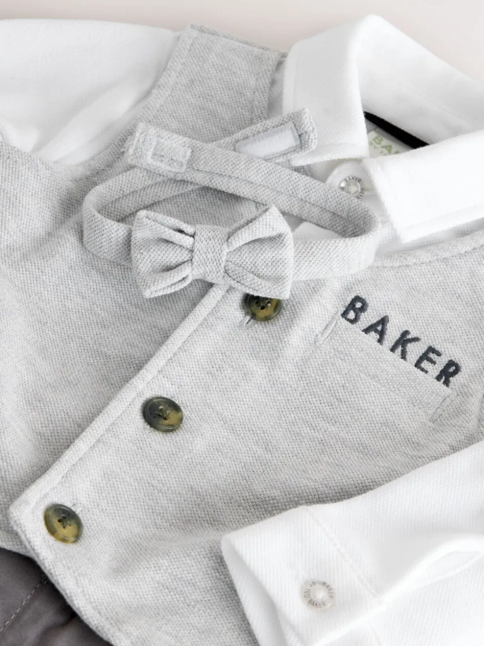 Baker by Ted Baker Grey Smart Bow Tie Rompersuit