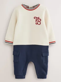 Baker by Ted Baker kiezelkleurig marineblauw en rood varsity-rompertje