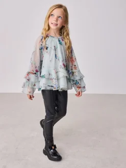 Baker by Ted Baker Mint Green All Over Printed Chiffon Blouse