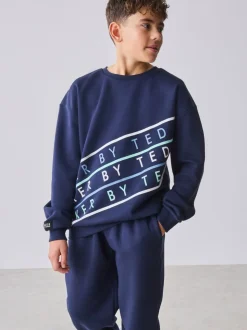 Baker by Ted Baker Oversized Navy Graphic Sweatshirt and Joggers Set