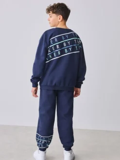 Baker by Ted Baker Oversized Navy Graphic Sweatshirt and Joggers Set