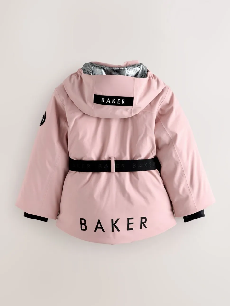 Baker by Ted Baker Pink Waterproof Belted Padded Ski Jacket
