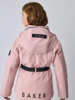 Baker by Ted Baker Pink Waterproof Belted Padded Ski Jacket