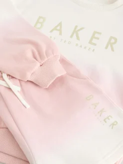 Baker by Ted Baker Pink/Lilac 2 Piece Ombre Sweatshirt & Shorts Set