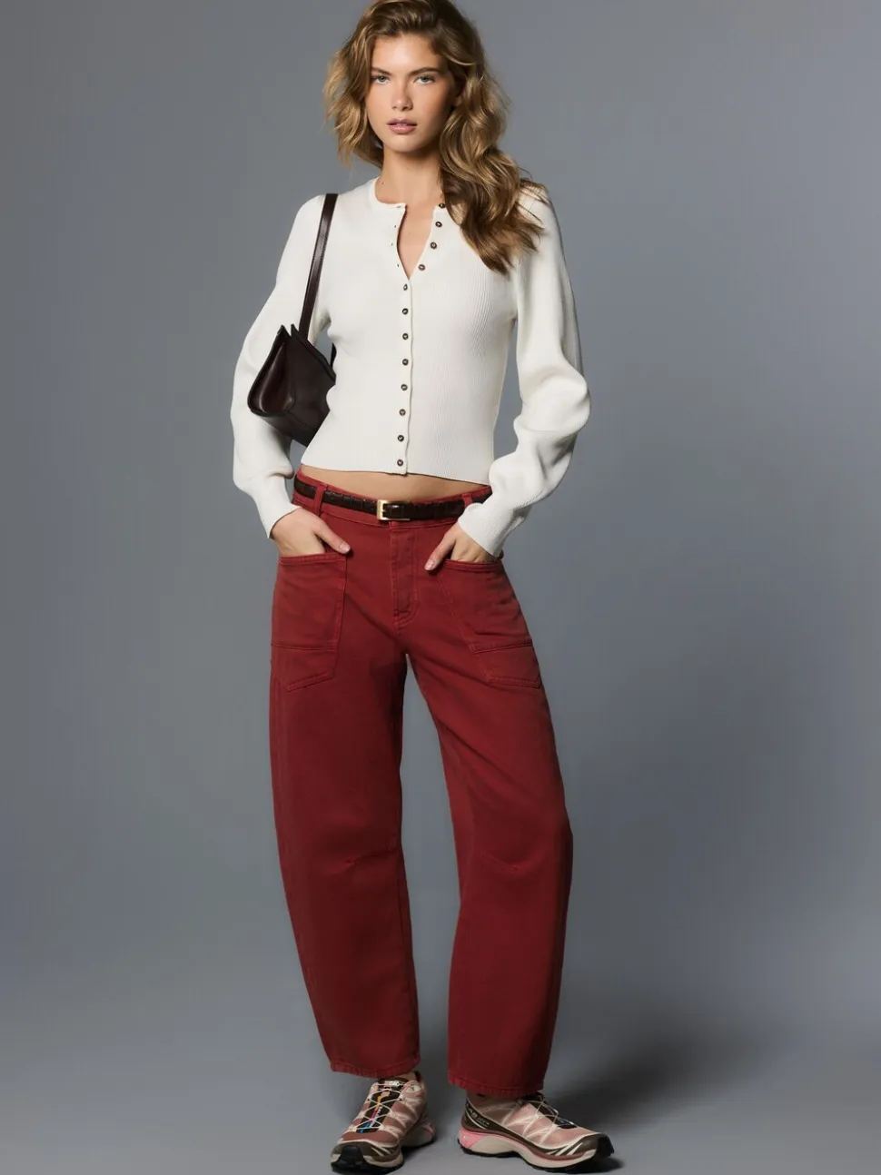 Baksteenrood - Double Pocket Barrel Jeans