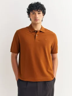 Barnsteenoranje - Normale Pasvorm - Piqué poloshirt met korte mouwen