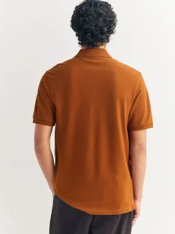 Barnsteenoranje - Normale Pasvorm - Piqué poloshirt met korte mouwen