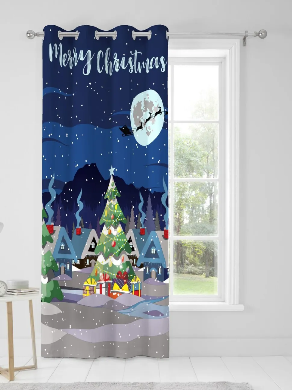Bedlam Glow Kerstmis oogjesgordijn met enkel paneel
