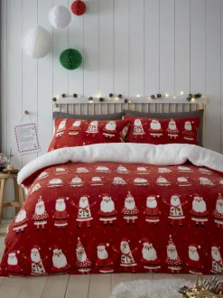 Bedlam pluche fleece kerstdekbedovertrekset met vrolijke Kerstmanprint