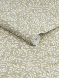 Behang met patroon van kleine blaadjes 10m