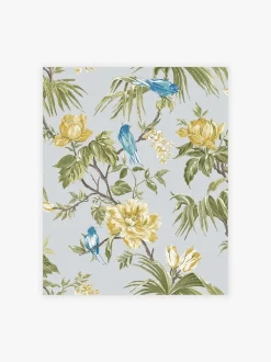 Behang met vogels en bloemen