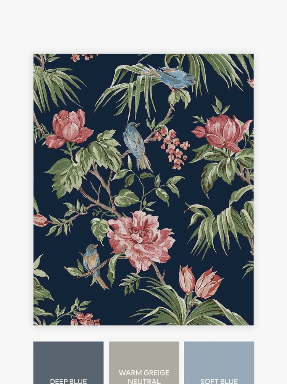 Behang met vogels en bloemen