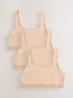 Beige - Set van 3 crop tops met diepe ronde hals (5 - 16 jr)
