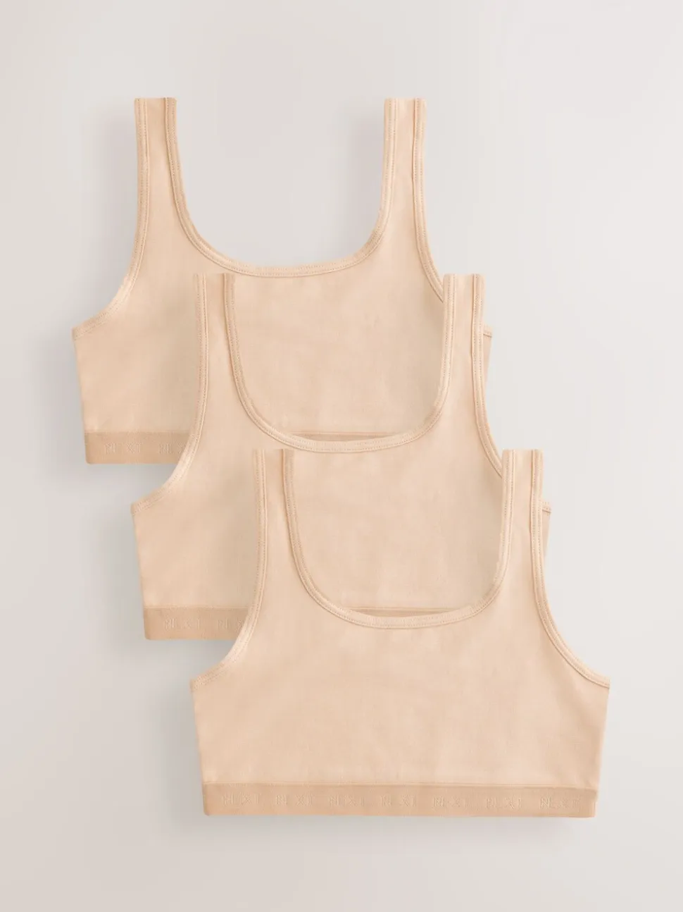 Beige - Set van 3 crop tops met diepe ronde hals (5 - 16 jr)