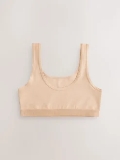 Beige - Set van 3 crop tops met diepe ronde hals (5 - 16 jr)
