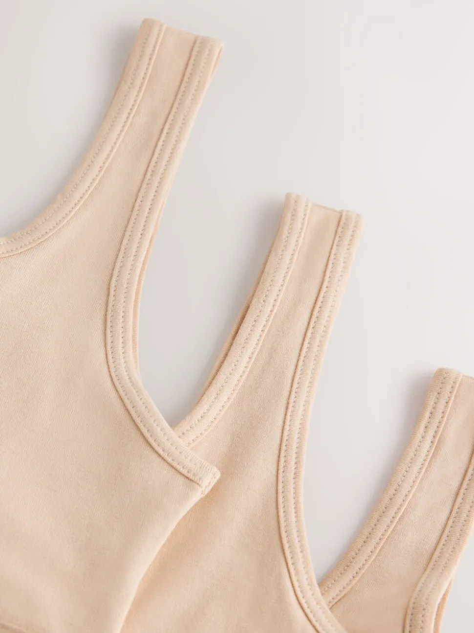 Beige - Set van 3 crop tops met diepe ronde hals (5 - 16 jr)